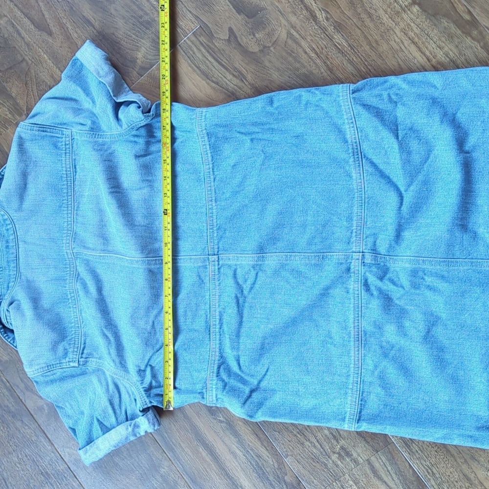 7 For All Mankind Short Sleeve Popover Denim Mini Dress - Picture 9 of 9